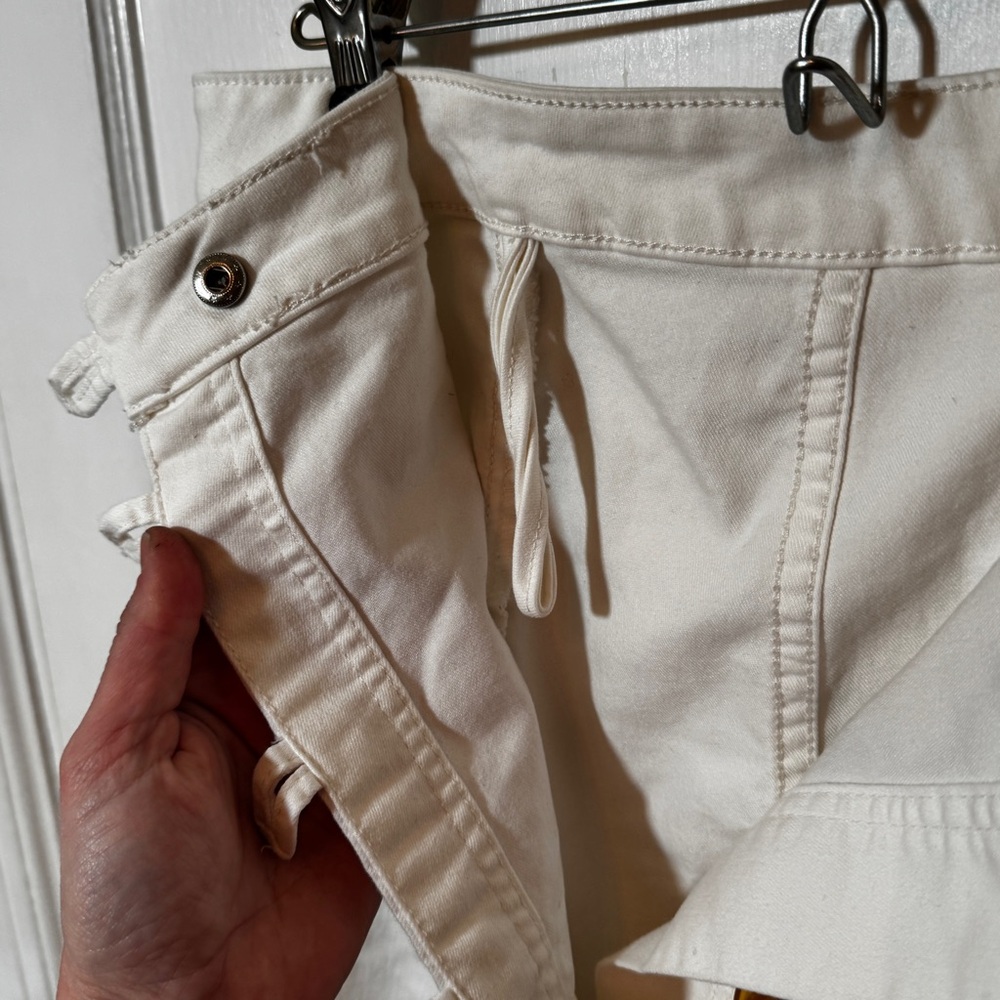 Free People 90s Style White Mini Skirt Button Front Summer Stretch - Picture 4 of 6